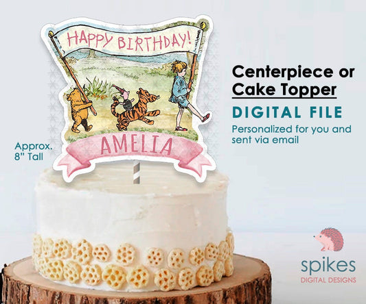 PERSONALIZED Digital Printable for Table Decoration, Centerpiece, Cake Topper / Baby Shower or Birthday / Classic Winnie The Pooh