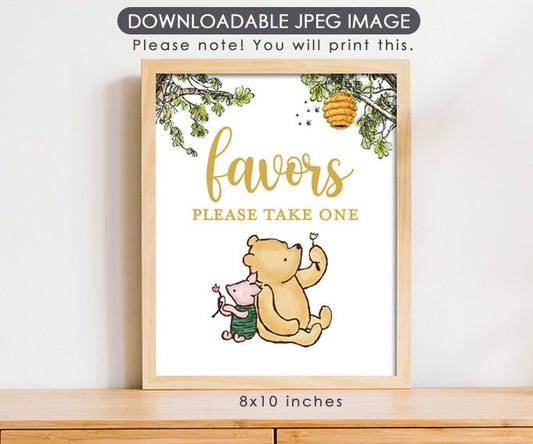 Favors - Downloadable Winnie The Pooh Party Sign