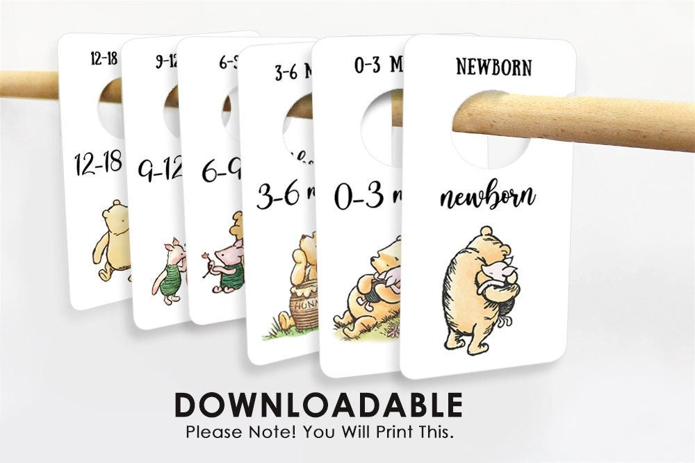 DOWNLOAD in seconds! 16 Baby Closet Wardrobe Divider Organizer / Classic Winnie The Pooh - spikes.digitalshop