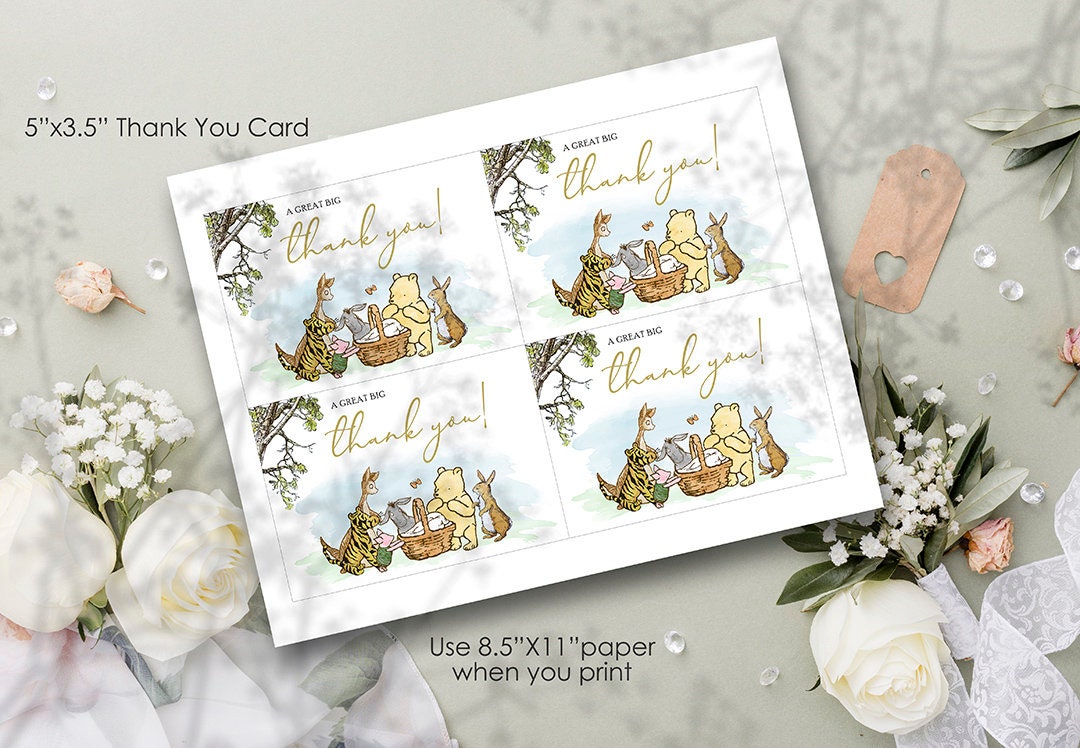 Baby Shower Invitation Card Bundle Pak - Classic Winnie The Pooh Theme