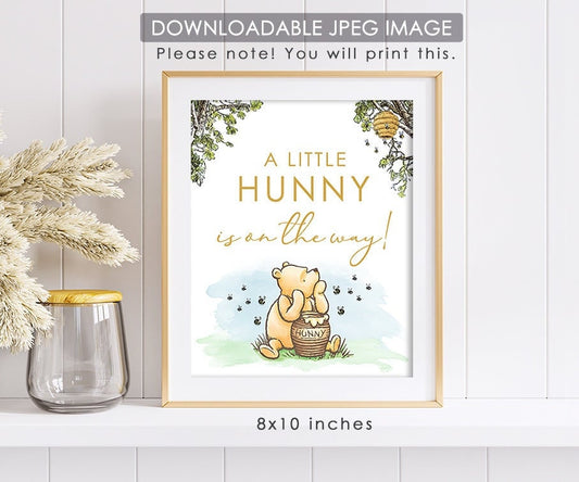 A Little Hunny Is On The Way - Downloadable Winnie the Pooh Party Sign