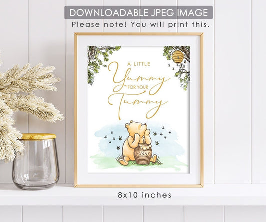 A Little Yummy for Your Tummy - Downloadable Winnie the Pooh Party Sign