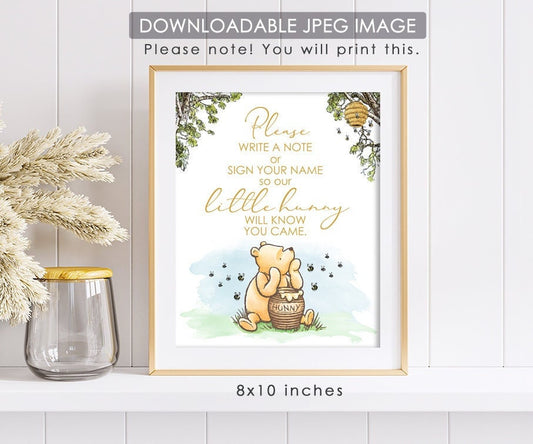 Please Sign Guestbook - Downloadable Winnie the Pooh Party Sign