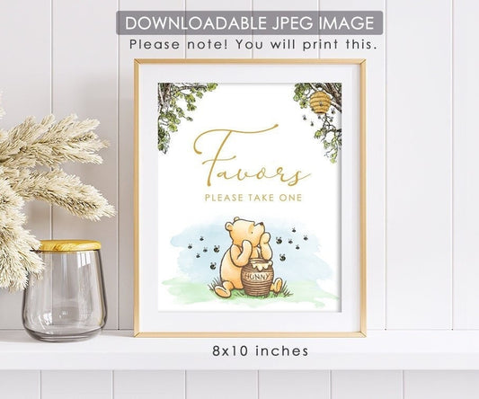 Favors - Downloadable Winnie The Pooh Party Sign - spikes.digitalshop