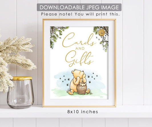 Cards and Gifts - Downloadable Winnie the Pooh Party Sign - spikes.digitalshop
