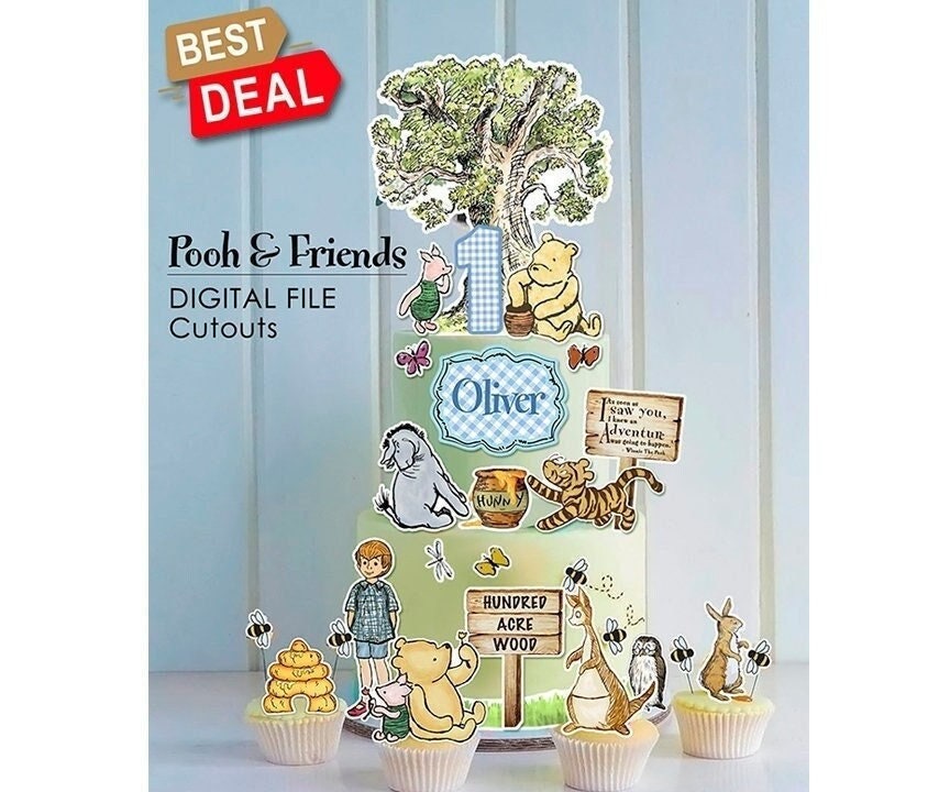 BEST DEAL! Cake Topper! Pooh Characters Cutout! Cake Decoration, Centerpiece/ Baby Shower or Birthday / Classic Winnie The Pooh
