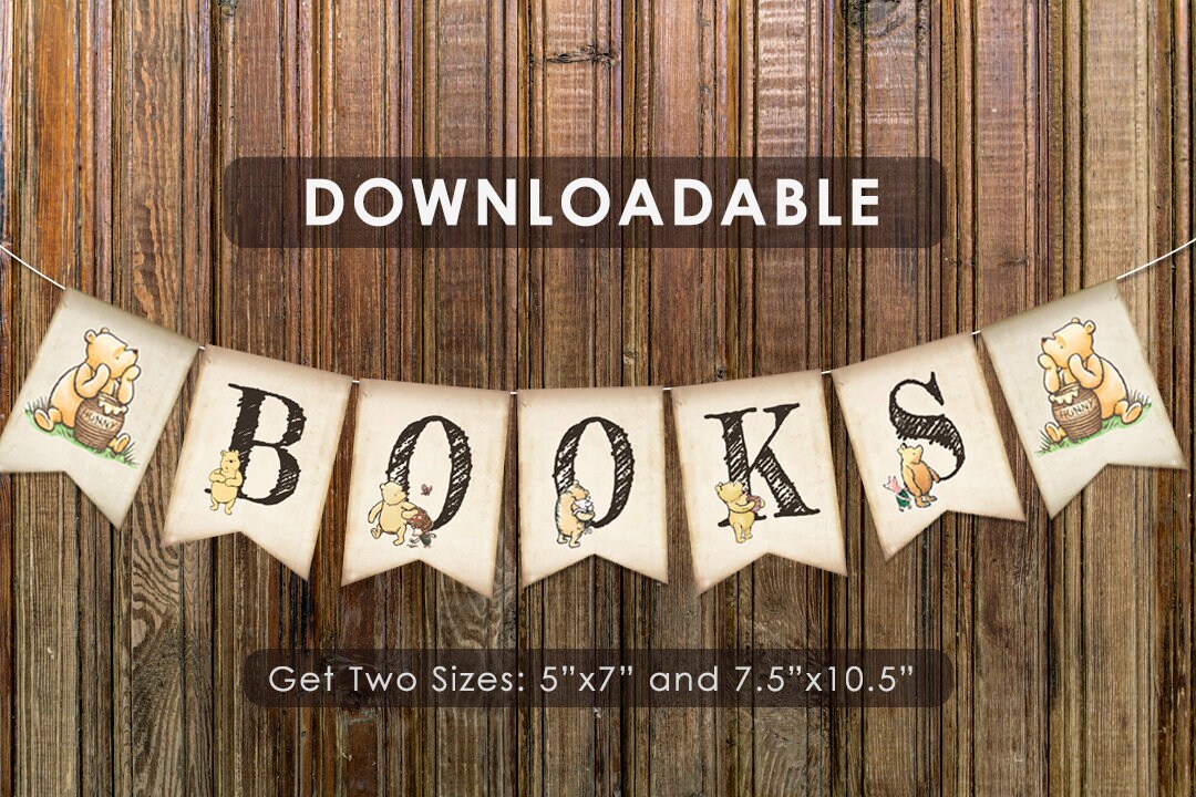 Downloadable Digital Banner / Classic Winnie The Pooh Bunting / Instant Download
