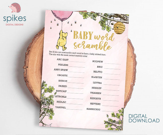 12 Games Bundle - Classic Winnie The Pooh Baby Shower Games Bundle Pack - spikes.digitalshop