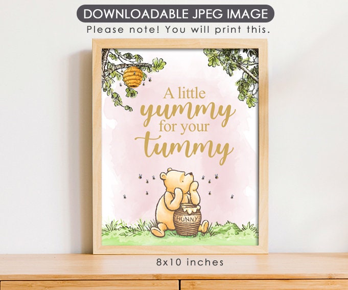 A Little Yummy for Your Tummy - Downloadable Winnie the Pooh Party Sign - spikes.digitalshop
