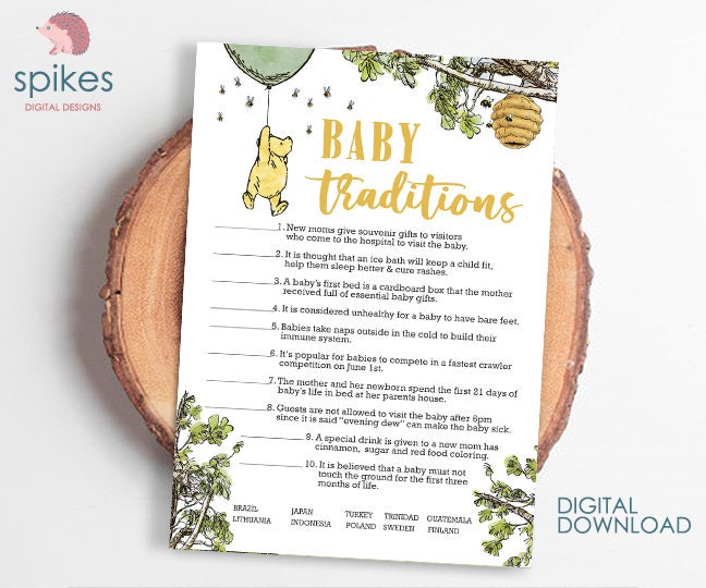 12 Games! GENDER NEUTRAL Bundle / Classic Winnie The Pooh Baby Shower Games Pack / Instant Download / 5x7 inches - spikes.digitalshop