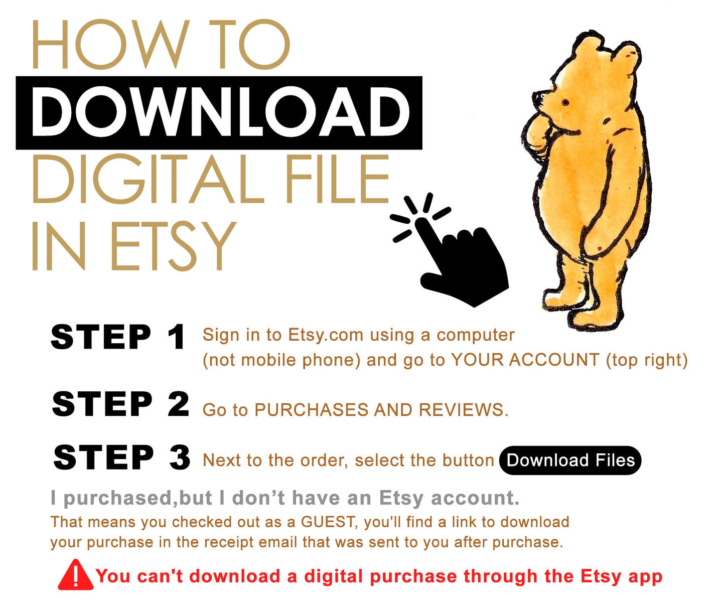 Downloadable Digital Banner Garland/ Classic Winnie The Pooh Baby Shower/Hanging Bunting Flags Decoration /Instant Download - spikes.digitalshop