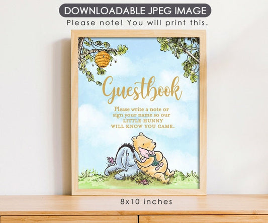 Please Sign Guestbook - Downloadable Winnie the Pooh Party Sign