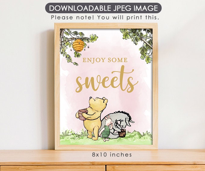 Enjoy Some Sweets - Downloadable Classic Winnie the Pooh Party Sign - spikes.digitalshop