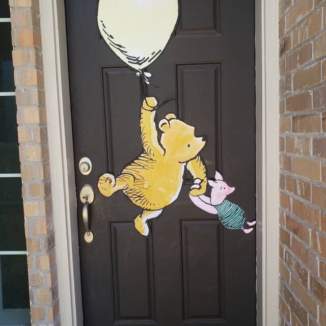 Classic Winnie The Pooh and Piglet Flying Balloon/ Printable Large Cutout Die Cut Prop / Stand Up Standee Decoration / Digital Download - spikes.digitalshop