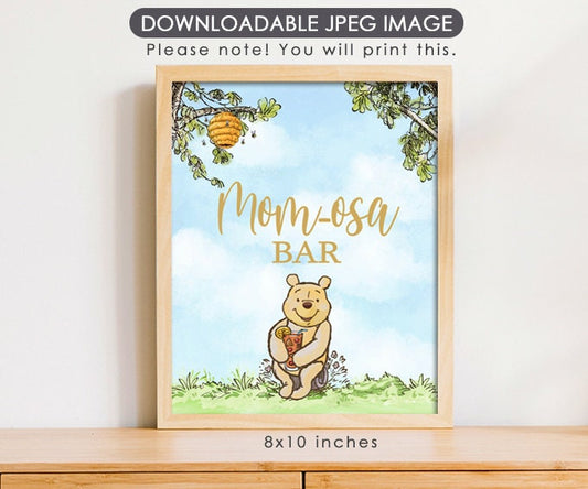 Momosa Bar - Downloadable Winnie the Pooh Party Sign