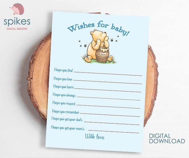 Classic Winnie The Pooh Baby Shower Activity - Well Wishes for Baby - Message for Baby / Instant Download / 5x7 inches