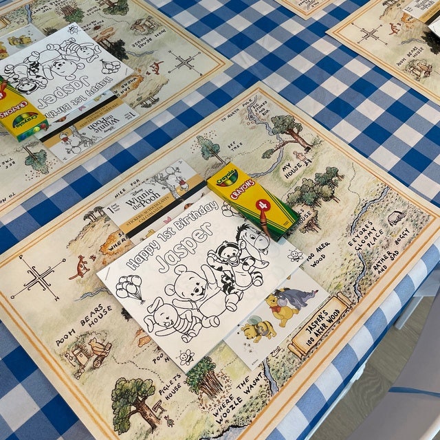 Printable Placemat 100 Aker Wood Map 12"x18" or 10"x14" Cutout /Personalized/PDF Format /Classic Winnie The Pooh Party Table Decoration Centerpiece - spikes.digitalshop