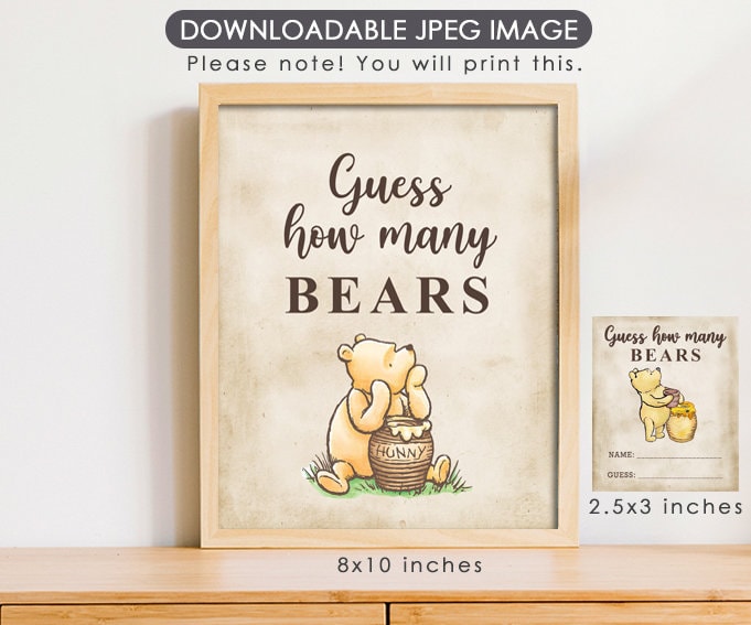 Winnie the pooh theme baby shower game. Guess how many honeycombs