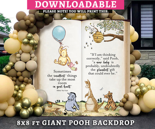 Classic Winnie The Pooh Backdrop / Downloadable DIGITAL FILE / 8x8 Feet Giant Book