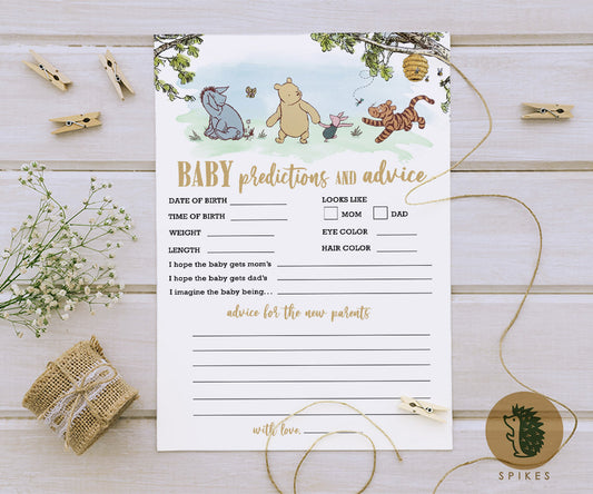Classic Winnie The Pooh Baby Shower Games - Baby Predictions and Advice to New Parents - Pooh and Friends