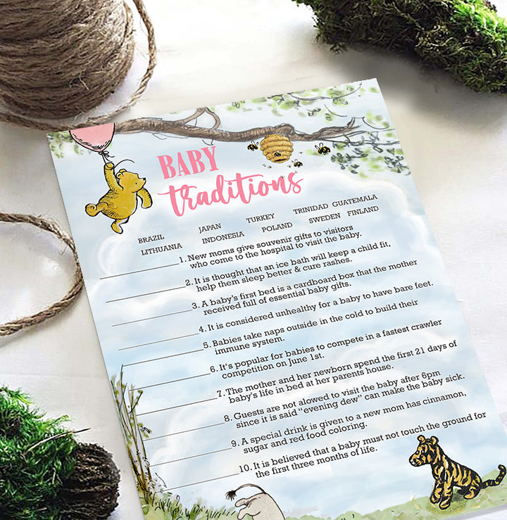 Classic Winnie The Pooh Baby Shower Games - Baby Traditions Around The World - Pink For Girls