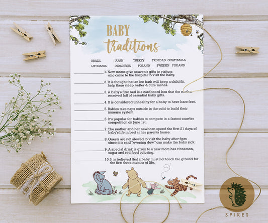 Classic Winnie The Pooh Baby Shower Games - Baby Traditions Around The World - Pooh and Friends