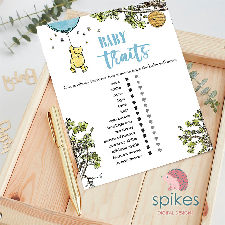 Classic Winnie The Pooh Baby Shower Games - Baby Traits and Features - Blue Balloon