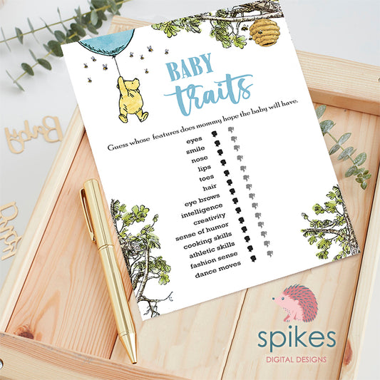 Classic Winnie The Pooh Baby Shower Games - Baby Traits and Features - Blue Balloon
