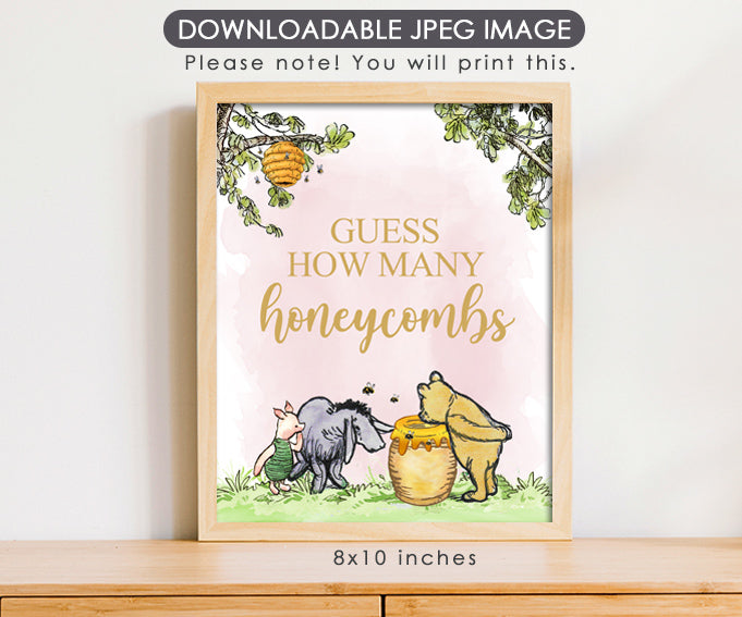 Guess How Many Honeycombs - Downloadable Winnie the Pooh Party Sign
