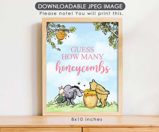 Guess How Many Honeycombs - Downloadable Winnie the Pooh Party Sign