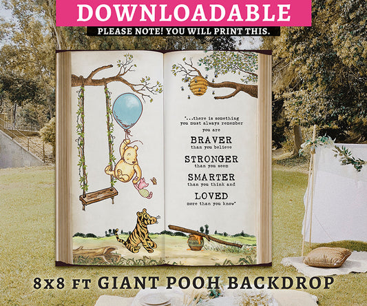 8x8 Feet Giant Book Backdrop/ Classic Winnie The Pooh Backdrop in DIGITAL FILE / Instant Download