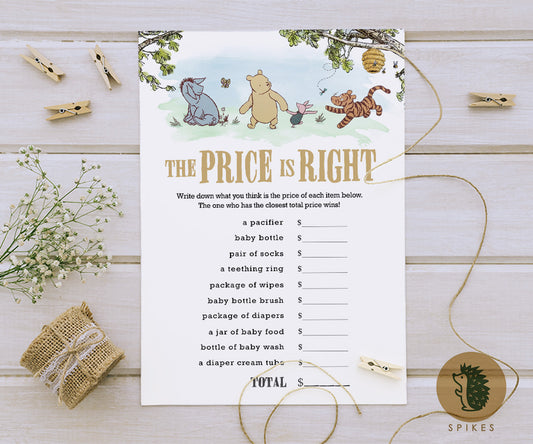 Classic Winnie The Pooh Baby Shower Games - The Price Is Right - Pooh and Friends - spikes.digitalshop