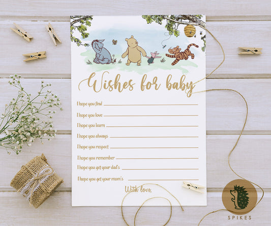 Classic Winnie The Pooh Baby Shower Activity - Well Wishes for Baby - Message for Baby - Pooh and Friends