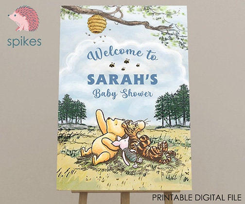 Classic Winnie The Pooh Baby Shower Birthday Poster Decoration / Welcome Sign / Personalized Digital File
