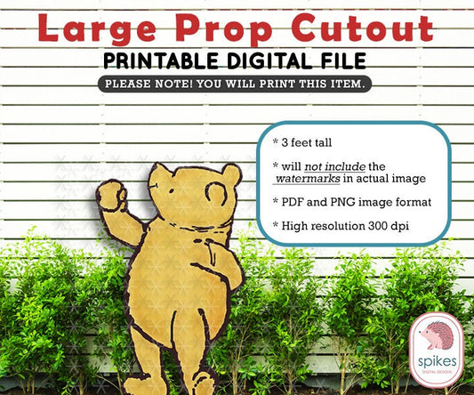 Classic Winnie The Pooh / Printable Large Cutout Prop / Yard Sign Stand Up Standee Decoration Die Cut / Digital Download - spikes.digitalshop