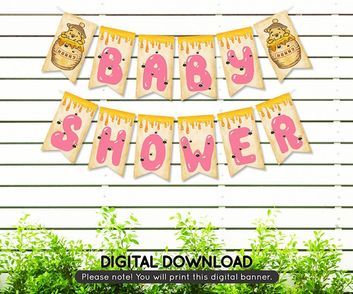 Classic Winnie The Pooh Baby Shower Banner Garland/ Instant Download / Non-Editable PDF