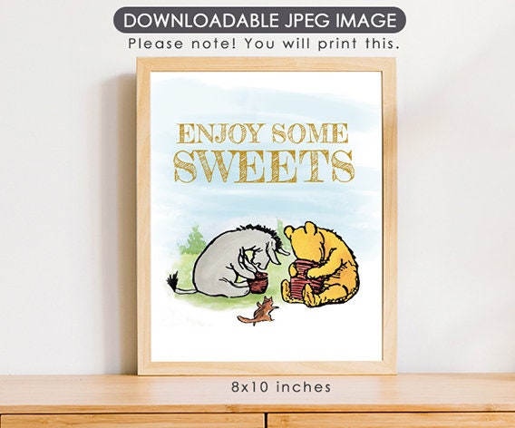 Classic Winnie The Pooh Table Signs Bundle Pack for Birthday or Baby Shower Party - spikes.digitalshop