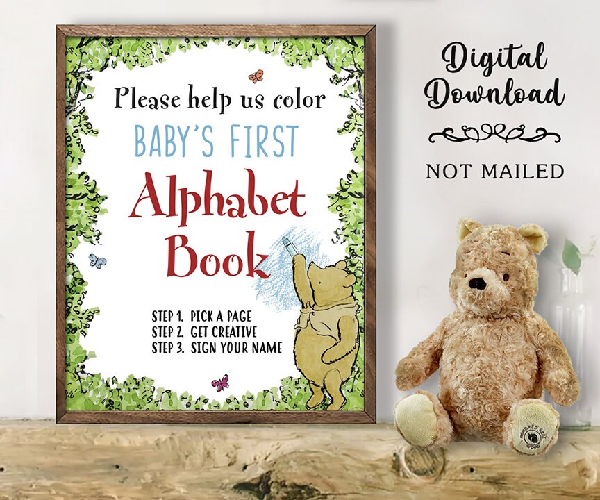 Download in seconds! Keepsake for Baby! Classic Winnie the Pooh themed ABC Book / Baby Shower, Birthday Gift - spikes.digitalshop