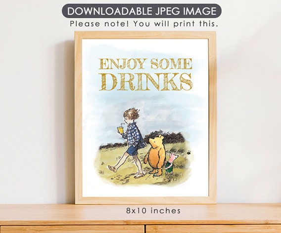 Enjoy Some Drinks - Winnie the Pooh Party Sign - Downloadable - spikes.digitalshop