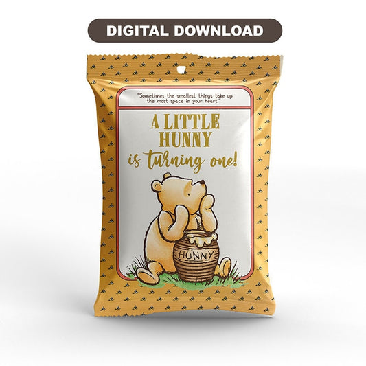 Classic Winnie The Pooh Printable Chip Bag Label Tag / Birthday Favor/ Digital File/ Print All You Want!/ Instant Download