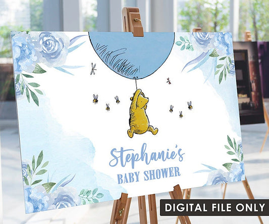 Classic Winnie The Pooh Baby Shower Birthday Poster Decoration / Welcome Sign / Personalized Digital File