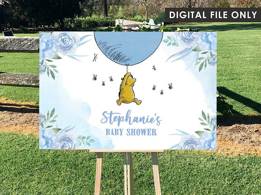 Classic Winnie The Pooh Baby Shower Birthday Poster Decoration / Welcome Sign / Personalized Digital File