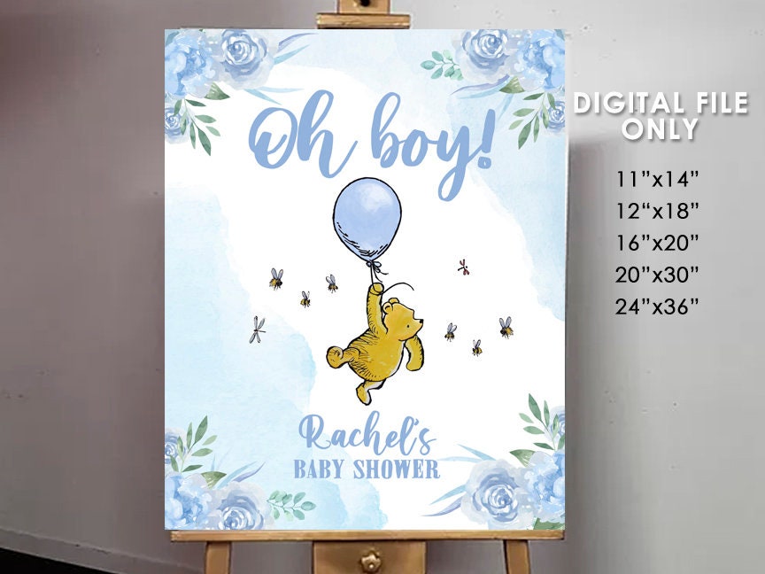 Classic Winnie The Pooh Baby Shower Birthday Poster Decoration / Welcome Sign / Personalized Digital File