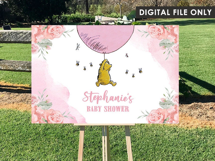 Welcome Sign Classic Winnie The Pooh Baby Shower Birthday Poster Decoration / Welcome Sign / Personalized Digital File