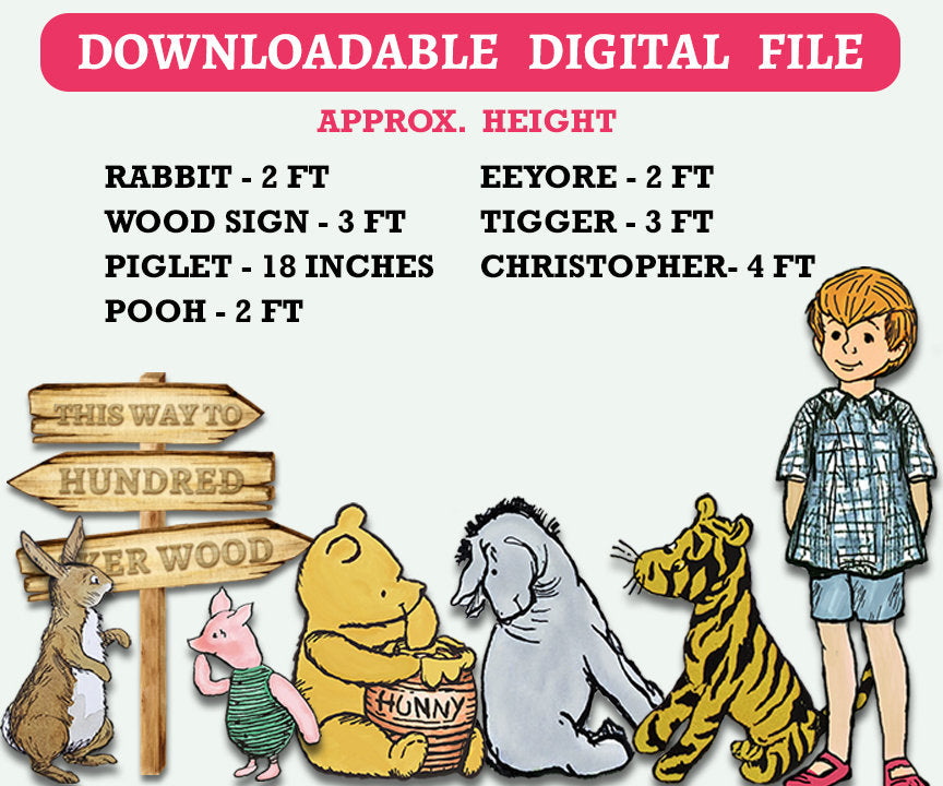 Classic Winnie The Pooh Characters Bundle Set / Printable Large Life Size Cutout Die Cut Prop / Stand Up Standee Decoration / PDF Digital - spikes.digitalshop