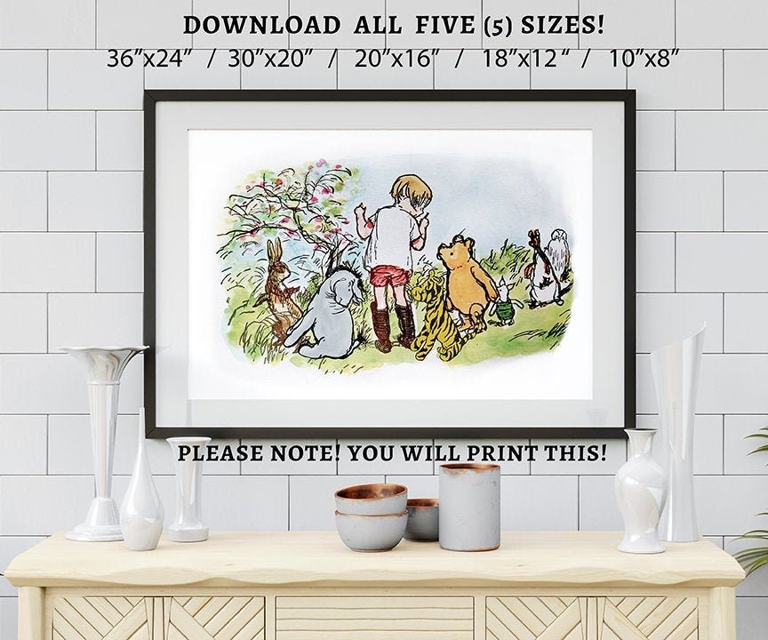 Downloadable Winnie The Pooh and Friends Wall Art Poster/Nursery Baby Room Wallart Sign Digital Print/Download in Seconds!/Instant Download