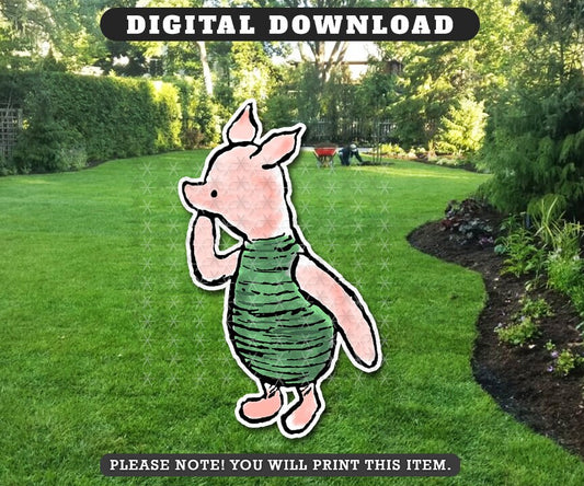 20" Tall Piglet Life Size Large Cutout Prop /Classic Winnie The Pooh/ Printable Die Cut/ Stand Up Standee Decoration / PDF Digital Download