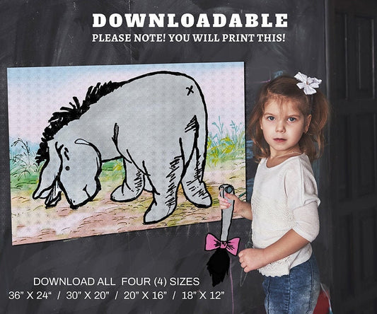 Pin the Tail On Eeyore Cutout/ Instant Download/ Classic Winnie The Pooh Party Game/ PDF Digital - spikes.digitalshop