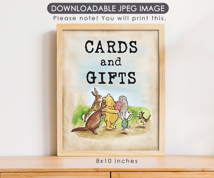 Cards and Gifts - Downloadable Winnie the Pooh Party Sign - spikes.digitalshop