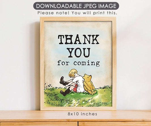 Thank You - Downloadable Winnie the Pooh Party Sign